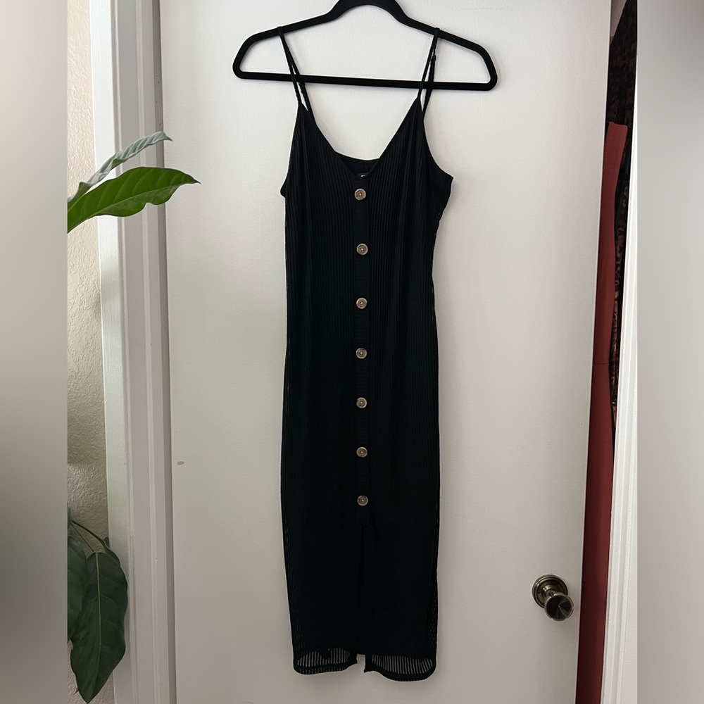 Express Black Strappy Midi Dress, soft knit